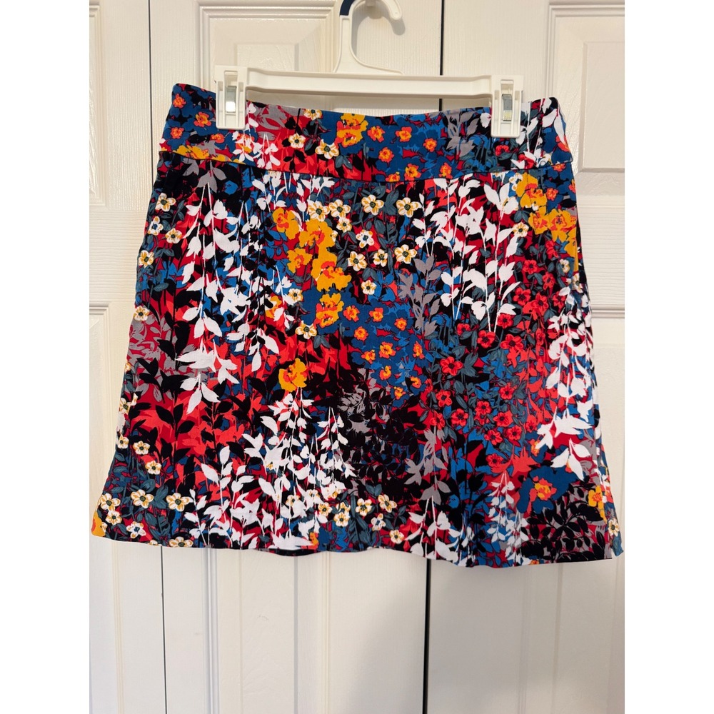 Soft Surroundings Sz MED Straight Skirt Skort Multicolor Floral Summer Pockets
